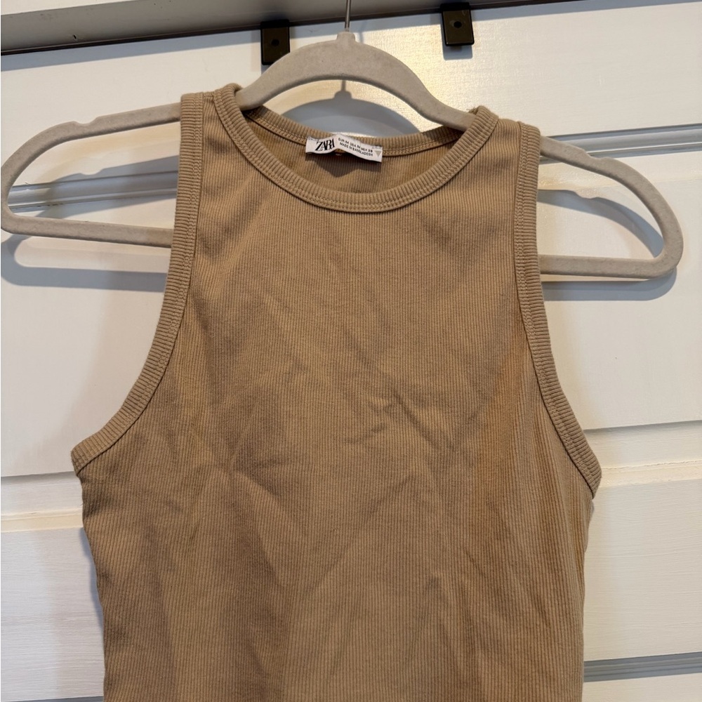 Zara Tan Light Brown Cropped Tank